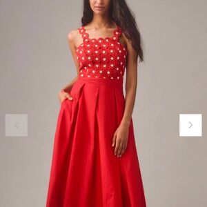 Maeve Crochet Halter Poplin Midi Dress (Anthropologie)